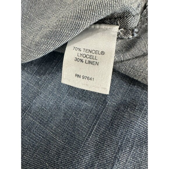 J Jill Blue Chambray Denim Style Long Sleeve Tunic shirt Size Small Casual - Picture 4 of 6